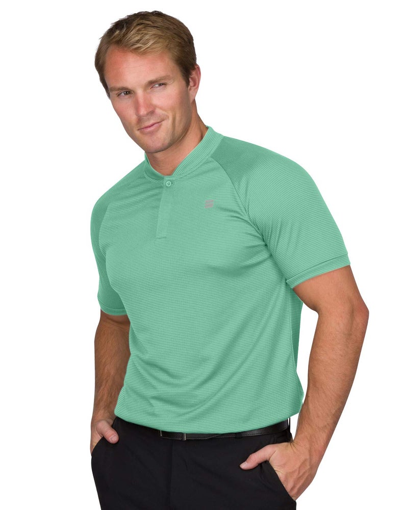 Three Sixty Six Collarless Golf Shirts for Men - Menâ€™s Casual Dry Fit Short Sleeve Polo, Lightweight and Breathable Mint - Image 2